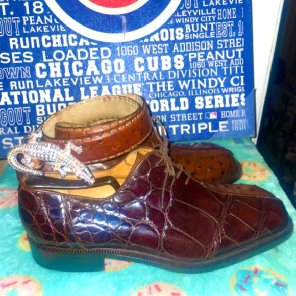 Fennix Italy Alligator Ostrich 2tone Shoes SZ11 and Ostrich Belt SZ40 main image 5
